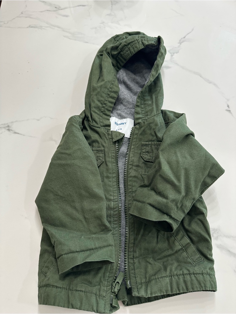 Old Navy Kids Olive Green Hooded Zip Jacket